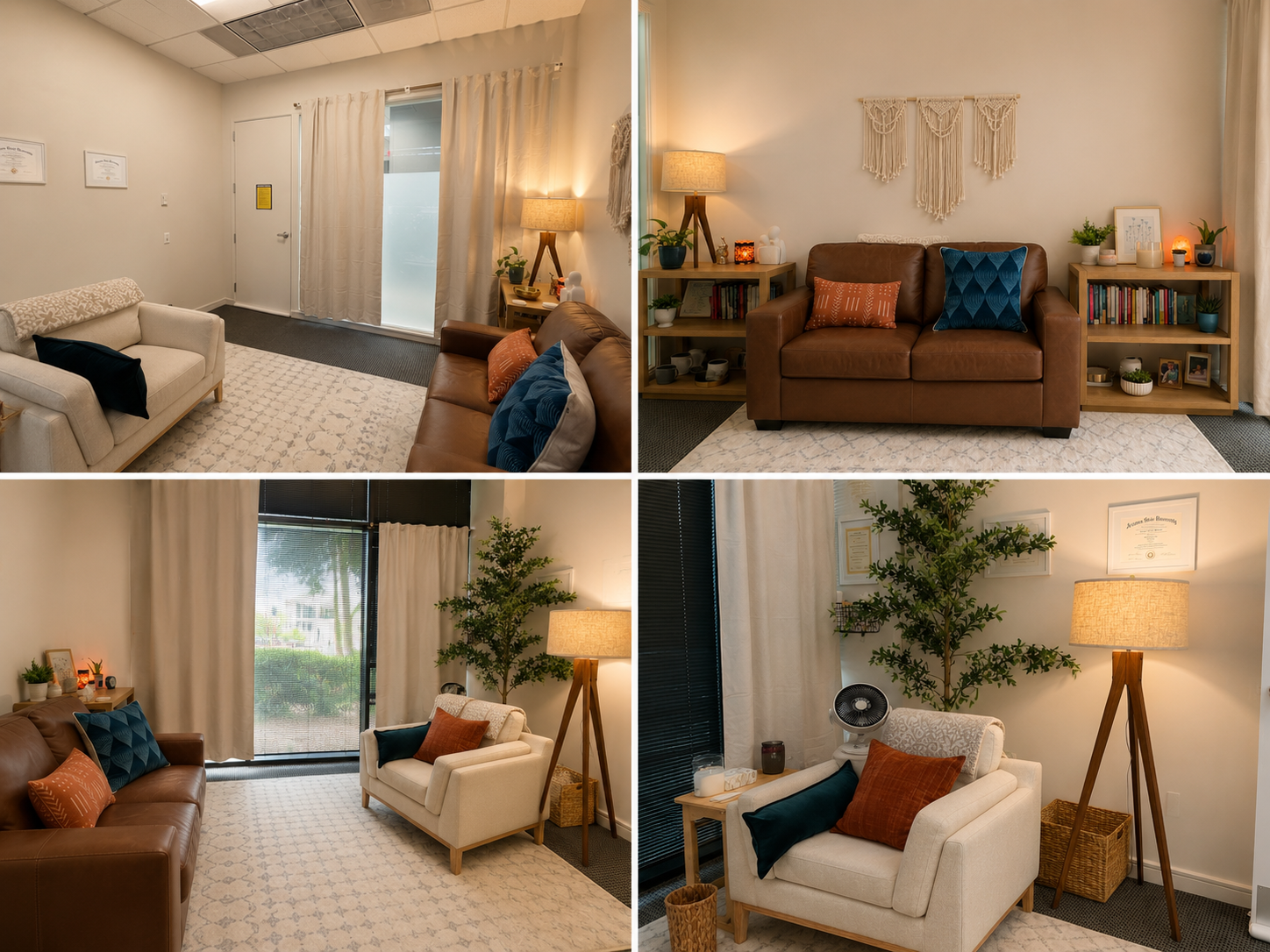 Warm, welcoming therapy office space at Oak & Wave Counseling in Phoenix, AZ